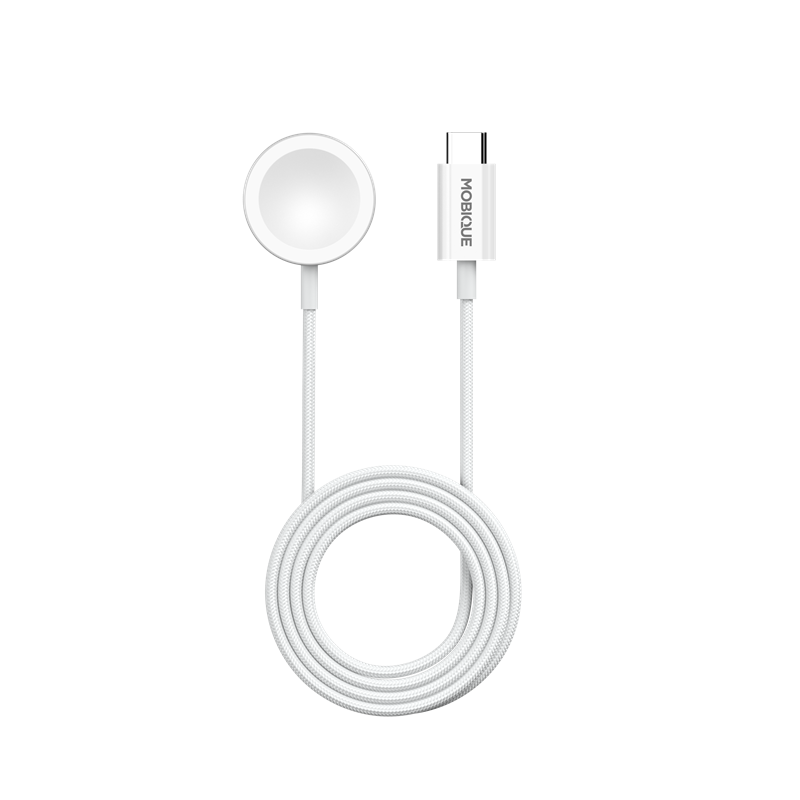 Mobique Apple Watch Series 8 45mm Magnetisk lader USB-C Hvit