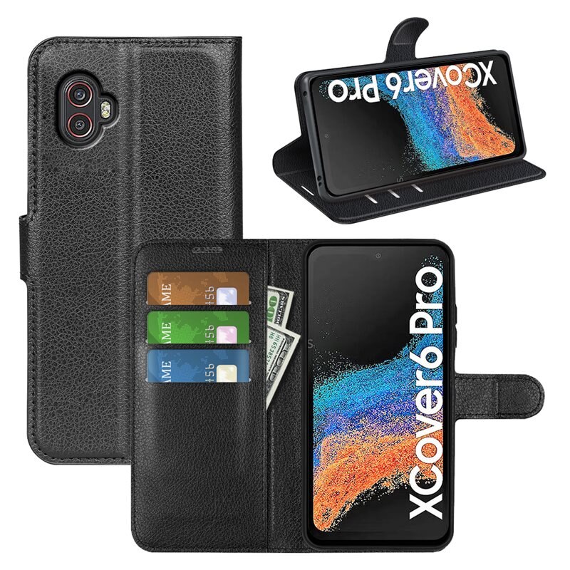 Mobilveske Samsung Galaxy Xcover 6 Pro Svart - Pengepungdeksel med kortlomme