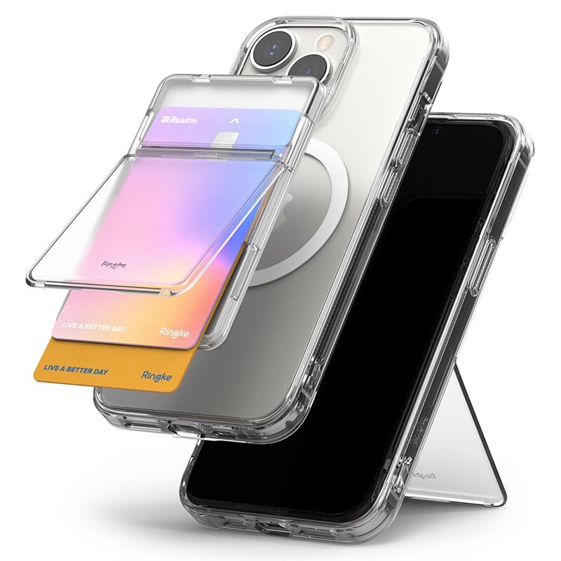 Ringke Magnetic Stand Slot Card Holder MagSafe Clear Mist - MagSafe Kortholder