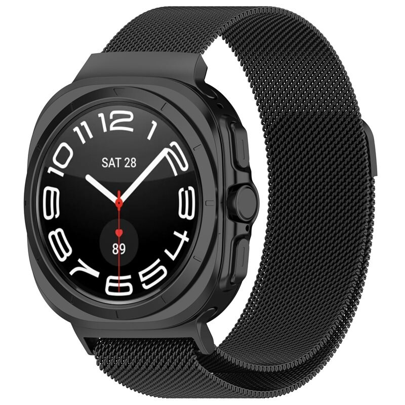 Samsung Galaxy Watch Ultra 47mm Reim Milanese Loop Svart - Luksuriøst armbånd med magnetisk lukking - Rustfritt stål
