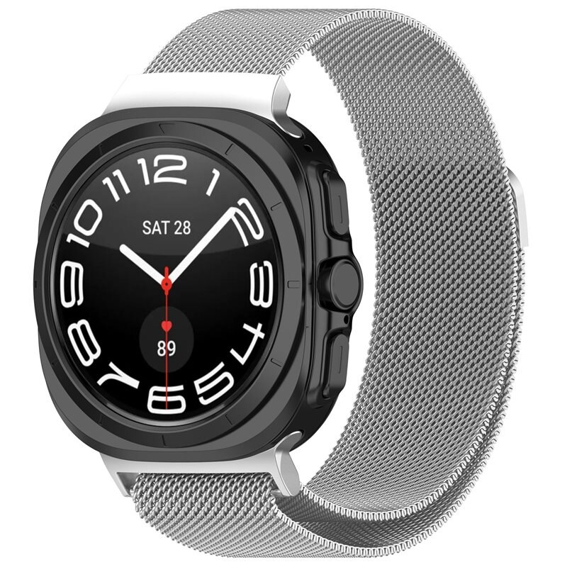 Samsung Galaxy Watch Ultra 47mm Reim Milanese Loop Sølv - Luksuriøst armbånd med magnetisk lukking - Rustfritt stål