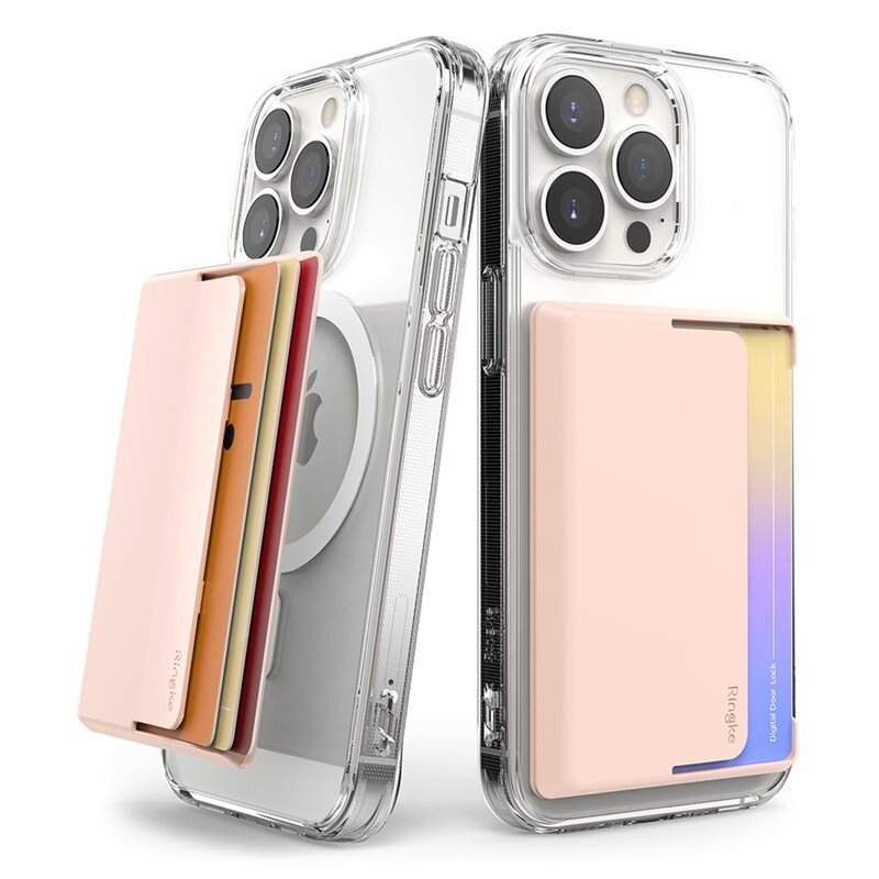 Ringke Magnetic Side Slot Card Holder MagSafe Peach Pink - MagSafe Kortholder