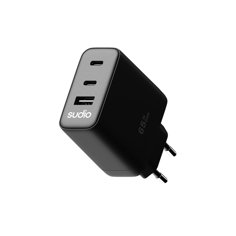 Sudio P3 Vegglader 65W 2 x USB-C + USB-A Svart