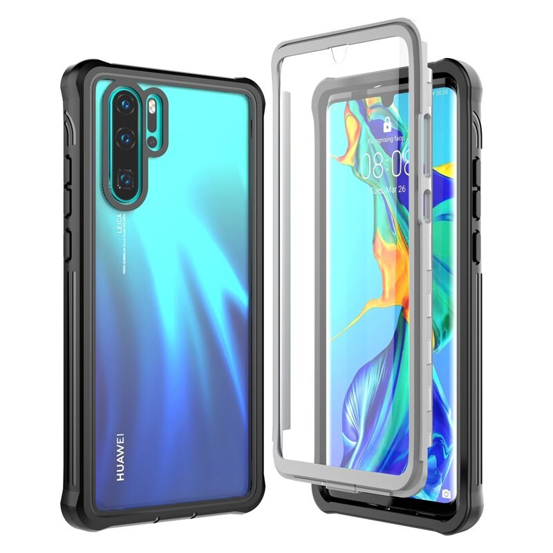 Premium Full Protection Case Huawei P30 Pro Black - Heldekkende deksel med herdet glass skjermbeskyttelse