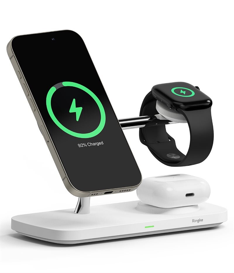 Ringke 3-in-1 Wireless Charger Stand Qi2 MagSafe hvit