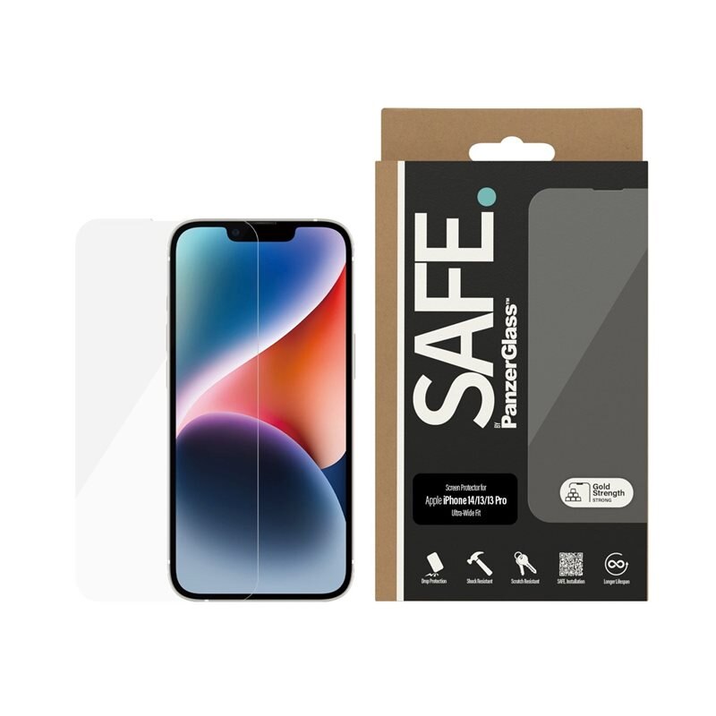 SAFE. by PanzerGlass iPhone 14 Screen Protector Ultra Wide Fit - Herdet glass skjermbeskytter - Klar beskyttelse for din skjerm