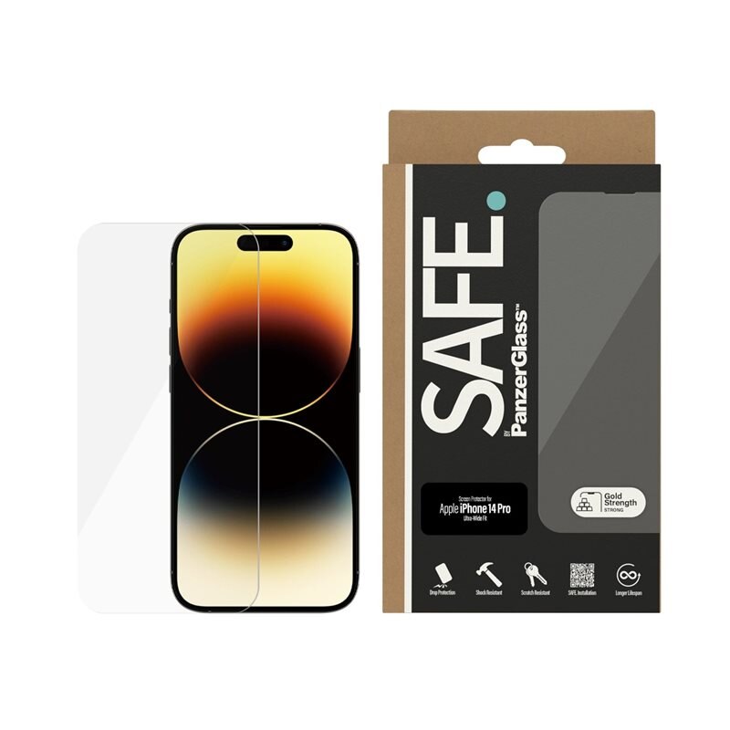 SAFE. by PanzerGlass iPhone 14 Pro Screen Protector Ultra Wide Fit - Herdet glass skjermbeskytter - Klar beskyttelse for din skjerm