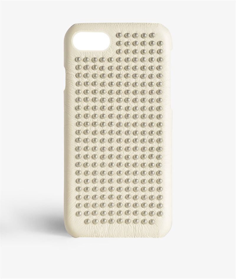 The Case Factory Deksel iPhone 7 Borchie Nappa Ivory Silver Studs
