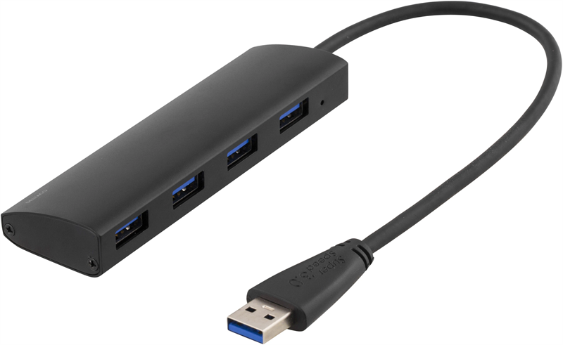 Deltaco USB-A Hubb 4x USB-A hunn svart