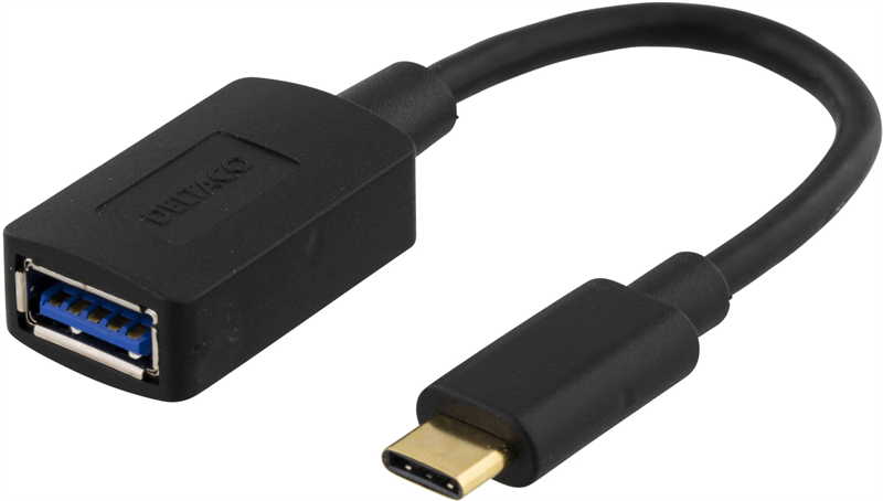 Deltaco USB-C til USB-A-adapter svart