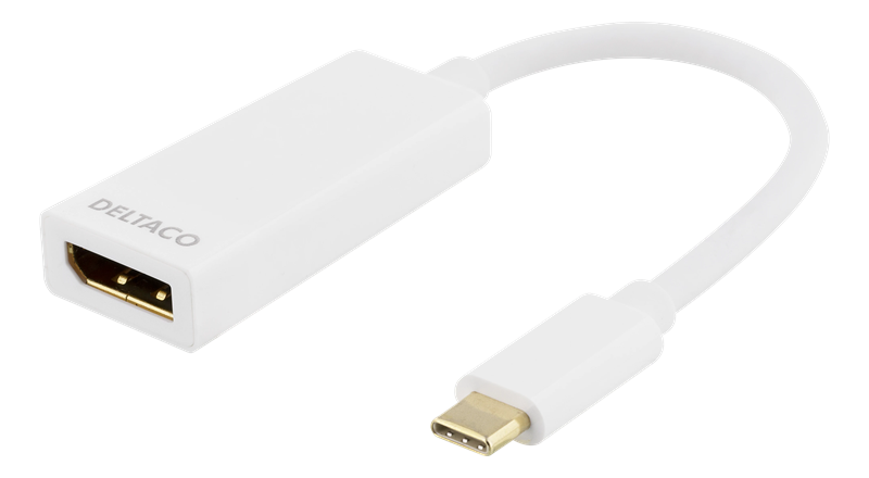 Deltaco USB-C til DisplayPort-adapter hvit