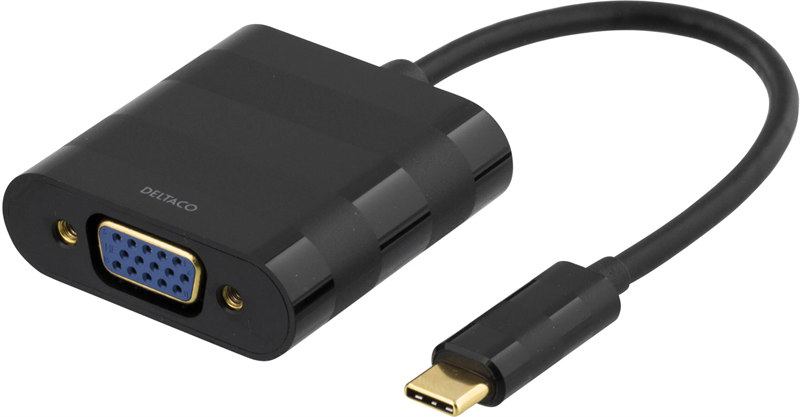 Deltaco VGA-adapter USB-C til VGA svart