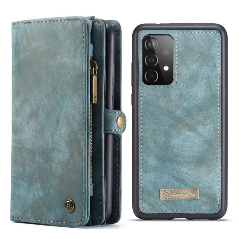 CaseMe Multi-slot Lommeboksetui Samsung Galaxy A52 5G Blå - Mobildeksel med ekstra mange kortplasser - Kortholder