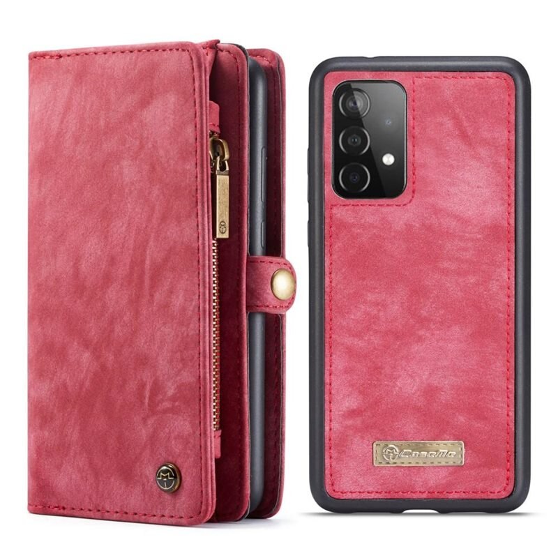 CaseMe Multi-slot Lommeboksetui Samsung Galaxy A52 5G Rød - Mobildeksel med ekstra mange kortplasser - Kortholder