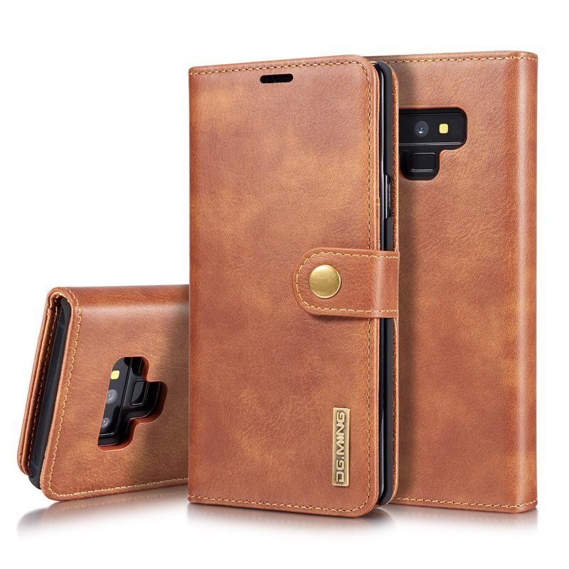 DG.MING Magnet Wallet Samsung Galaxy Note 9 Cognac - Stilrent lær-etui med avtagbart magnetisk deksel