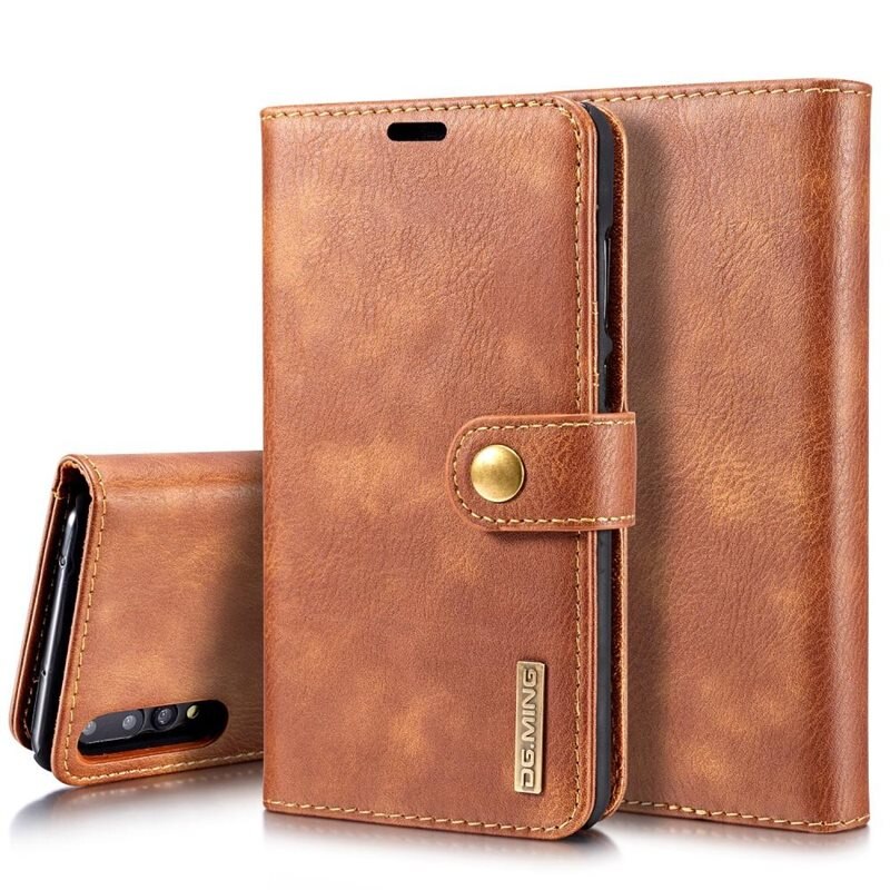 DG.MING Magnet Wallet Huawei P20 Pro Cognac - Stilrent lær-etui med avtagbart magnetisk deksel