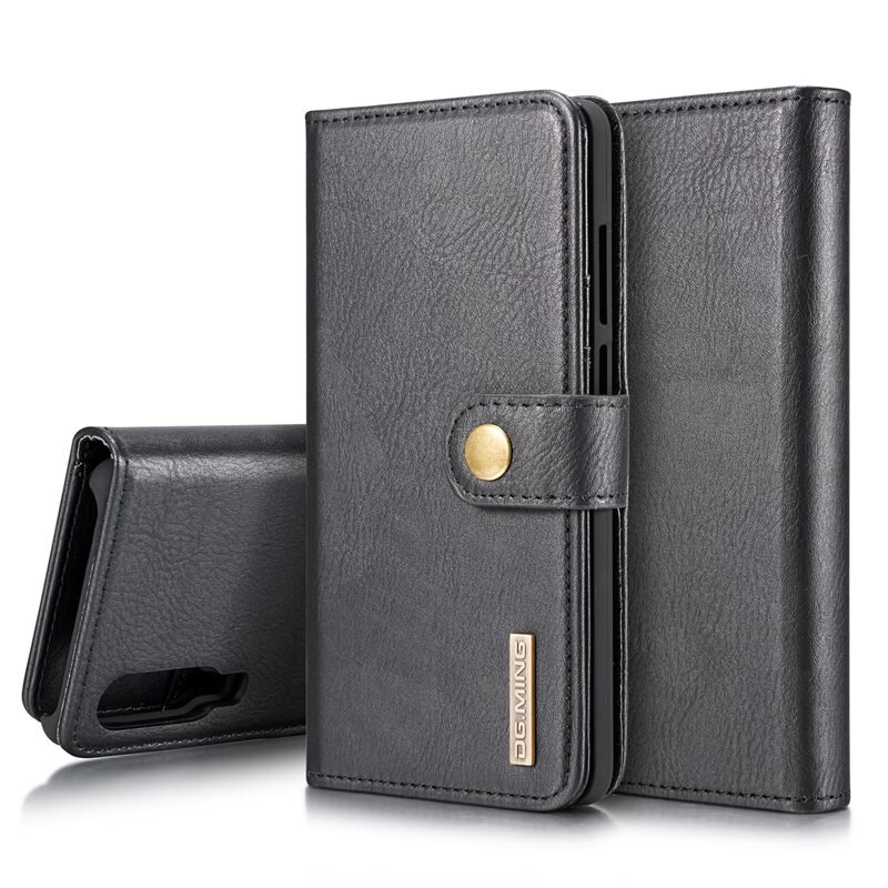 DG.MING Magnet Wallet Huawei P30 Black - Stilrent lær-etui med avtagbart magnetisk deksel