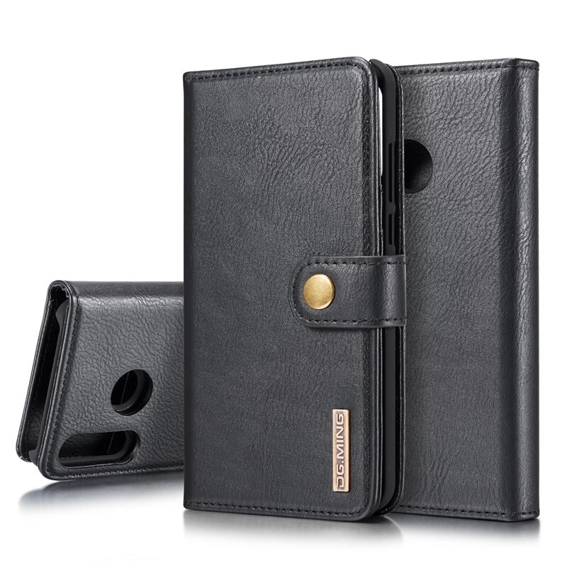 DG.MING Magnet Wallet Huawei P30 Lite Black - Stilrent lær-etui med avtagbart magnetisk deksel