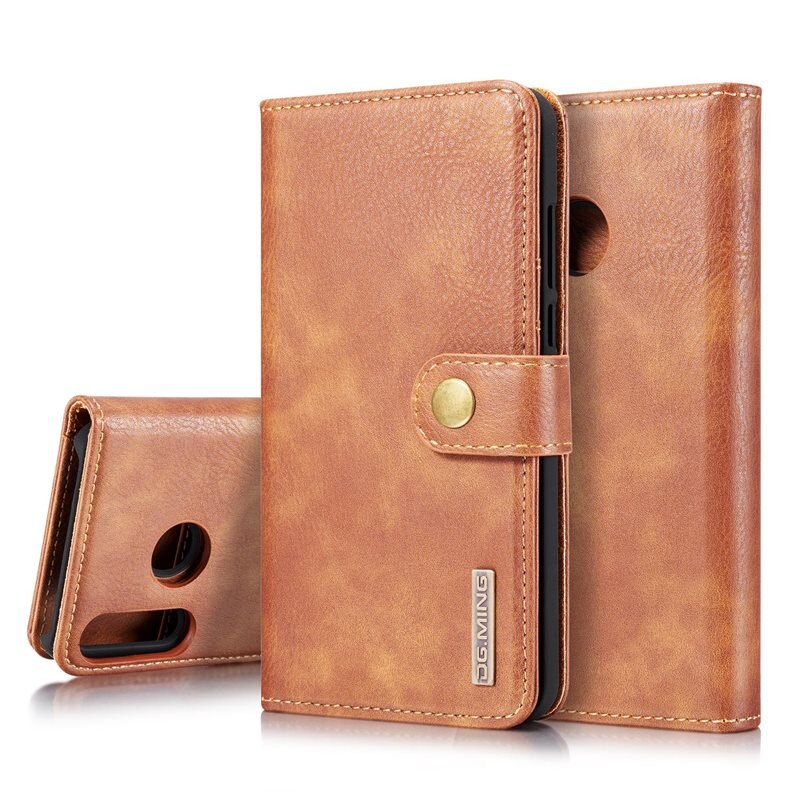 DG.MING Magnet Wallet Huawei P30 Lite Cognac - Stilrent lær-etui med avtagbart magnetisk deksel