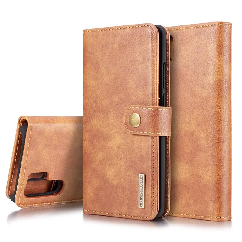 DG.MING Magnet Wallet Huawei P30 Pro Cognac - Stilrent lær-etui med avtagbart magnetisk deksel