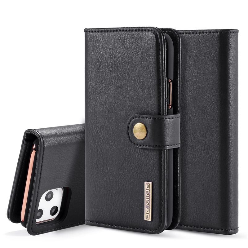 DG.MING Magnet Wallet iPhone 11 Pro Max Black - Stilrent lær-etui med avtagbart magnetisk deksel