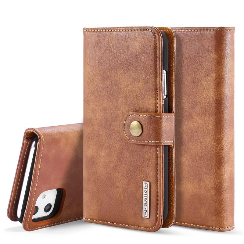 DG.MING Magnet Wallet iPhone 11 Cognac - Stilrent lær-etui med avtagbart magnetisk deksel