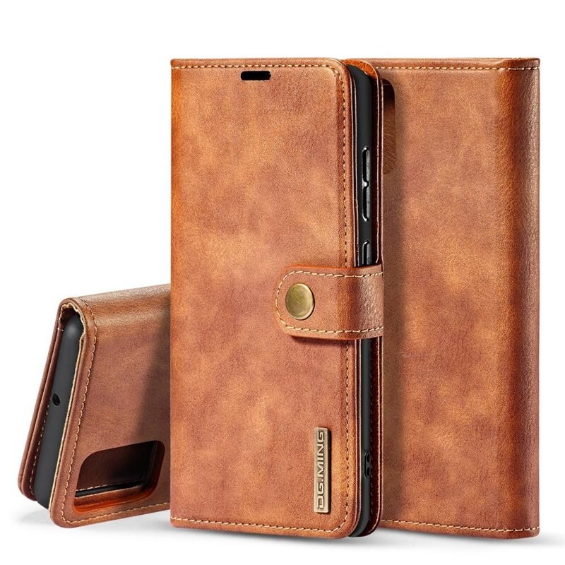 DG.MING Magnet Wallet Samsung Galaxy A51 Cognac - Stilrent lær-etui med avtagbart magnetisk deksel