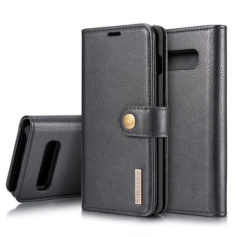 DG.MING Magnet Wallet Samsung Galaxy S10 Black - Stilrent lær-etui med avtagbart magnetisk deksel