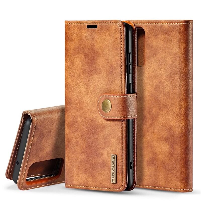 DG.MING Magnet Wallet Samsung Galaxy S20 Cognac - Stilrent lær-etui med avtagbart magnetisk deksel
