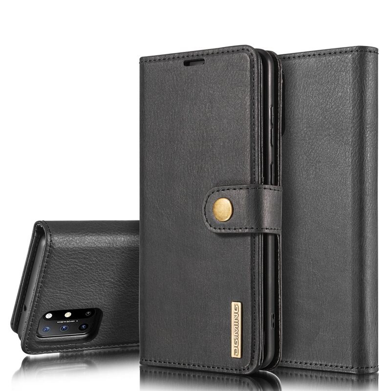 DG.MING Magnet Wallet OnePlus 8T Black - Stilrent lær-etui med avtagbart magnetisk deksel