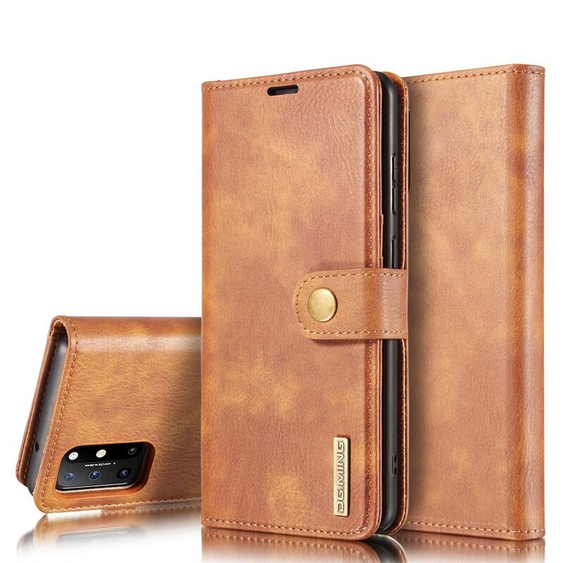 DG.MING Magnet Wallet OnePlus 8T Cognac - Stilrent lær-etui med avtagbart magnetisk deksel