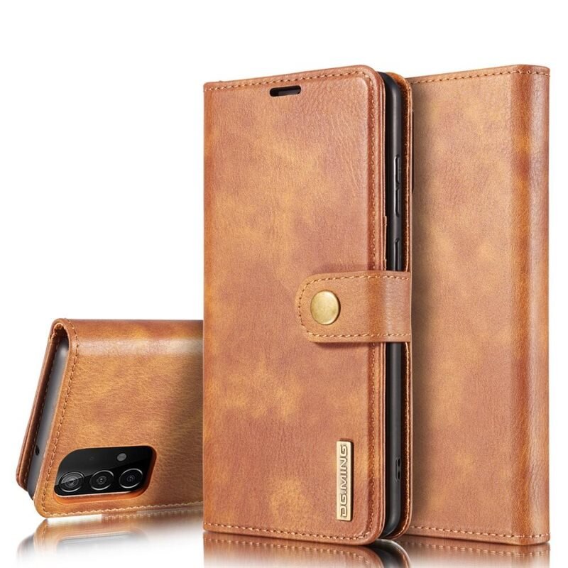 DG.MING Magnet Wallet Samsung Galaxy A52 5G Cognac - Stilrent lær-etui med avtagbart magnetisk deksel