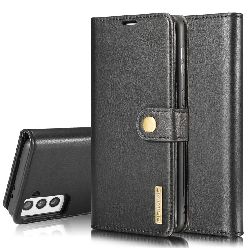 DG.MING Magnet Wallet Samsung Galaxy S21 Black - Stilrent lær-etui med avtagbart magnetisk deksel