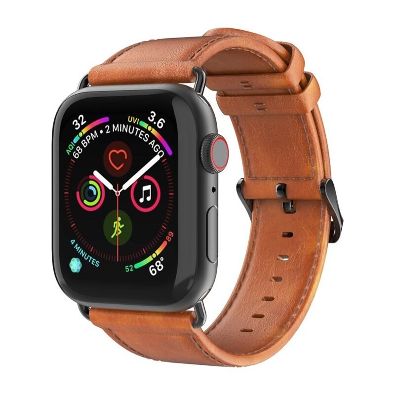 Dux Ducis Leather Watch Band Apple Watch Series 10 46mm Tan - Klokkereim