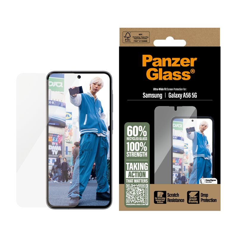 PanzerGlass Samsung Galaxy A56 Screen Protector Ultra Wide Fit - Herdet glass skjermbeskytter - Klar beskyttelse for din skjerm