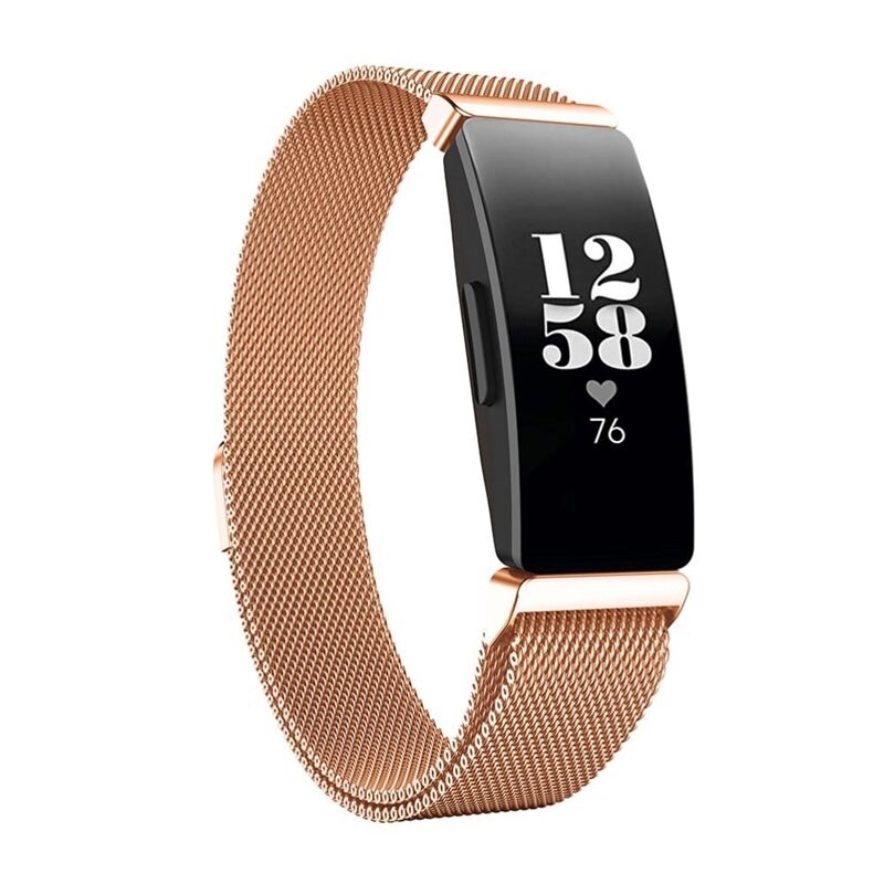 Fitbit Inspire/Inspire HR/Inspire 2 Reim Milanese Loop Rosegull - Luksuriøst armbånd med magnetisk lukking - Rustfritt stål