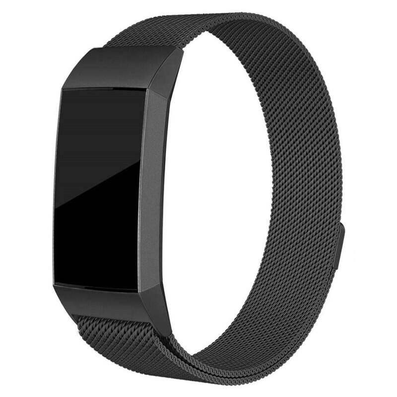 Fitbit Charge 3/Charge 4 Reim Milanese Loop Svart - Luksuriøst armbånd med magnetisk lukking - Rustfritt stål