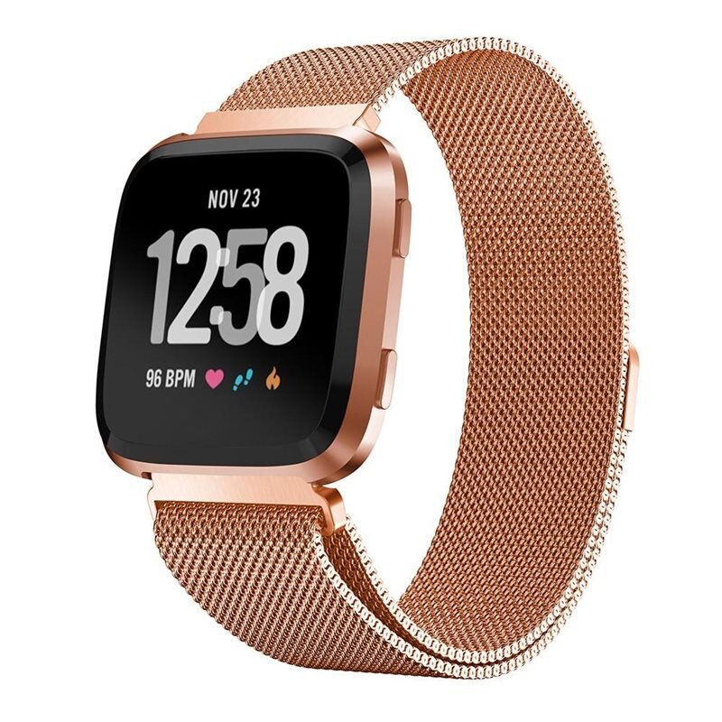 Fitbit Versa/Versa 2 Reim Milanese Loop Rosegull - Luksuriøst armbånd med magnetisk lukking - Rustfritt stål