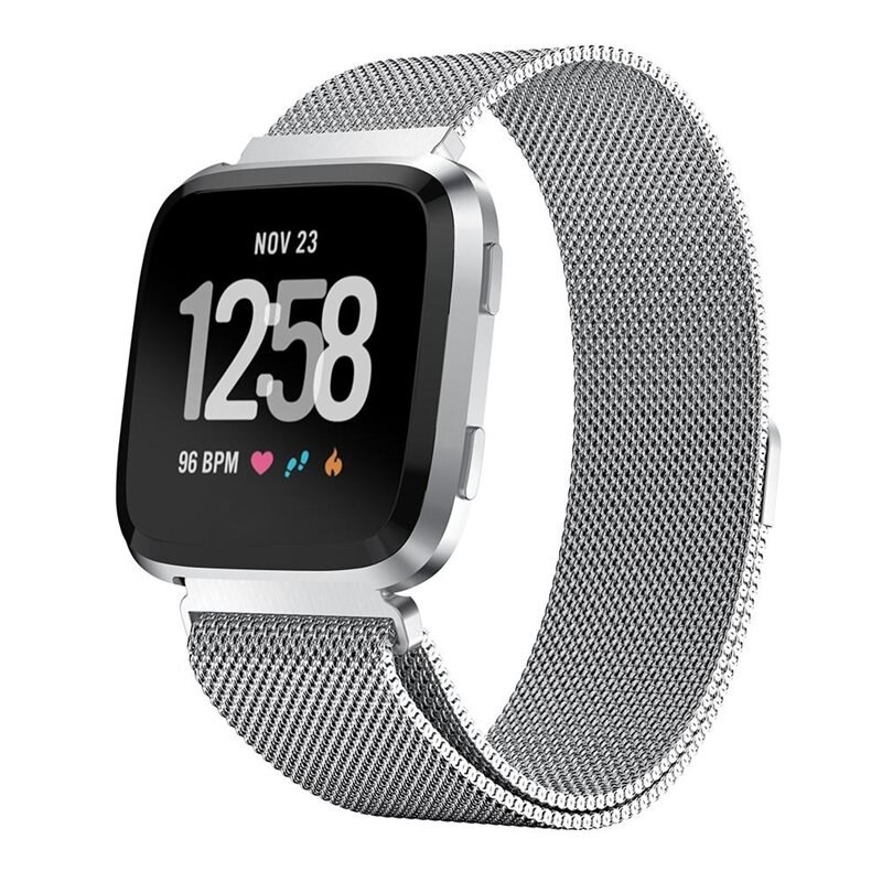 Fitbit Versa/Versa 2 Reim Milanese Loop Sølv - Luksuriøst armbånd med magnetisk lukking - Rustfritt stål