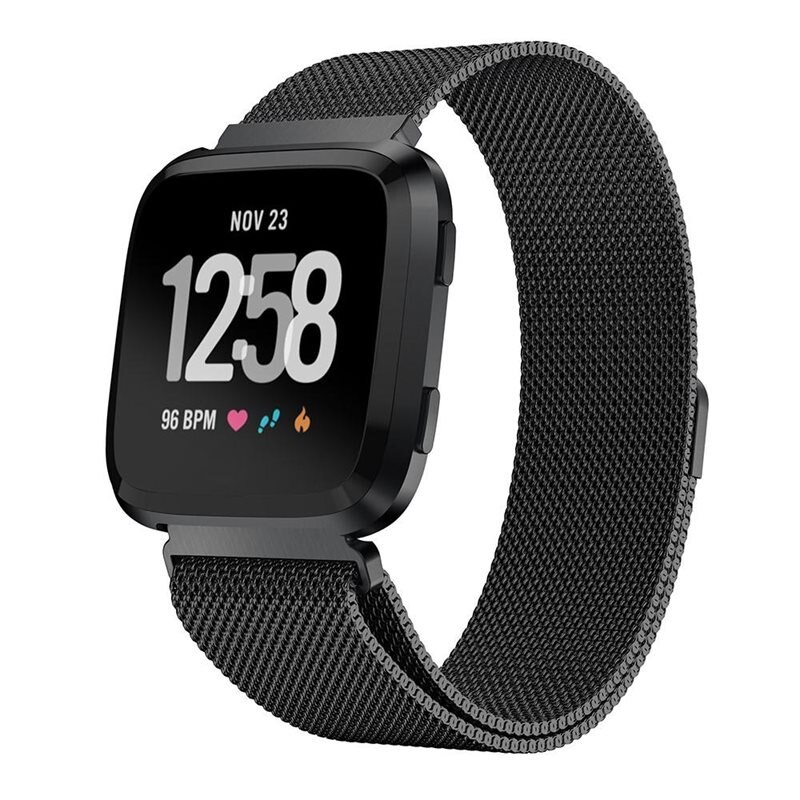 Fitbit Versa/Versa 2 Reim Milanese Loop Svart - Luksuriøst armbånd med magnetisk lukking - Rustfritt stål