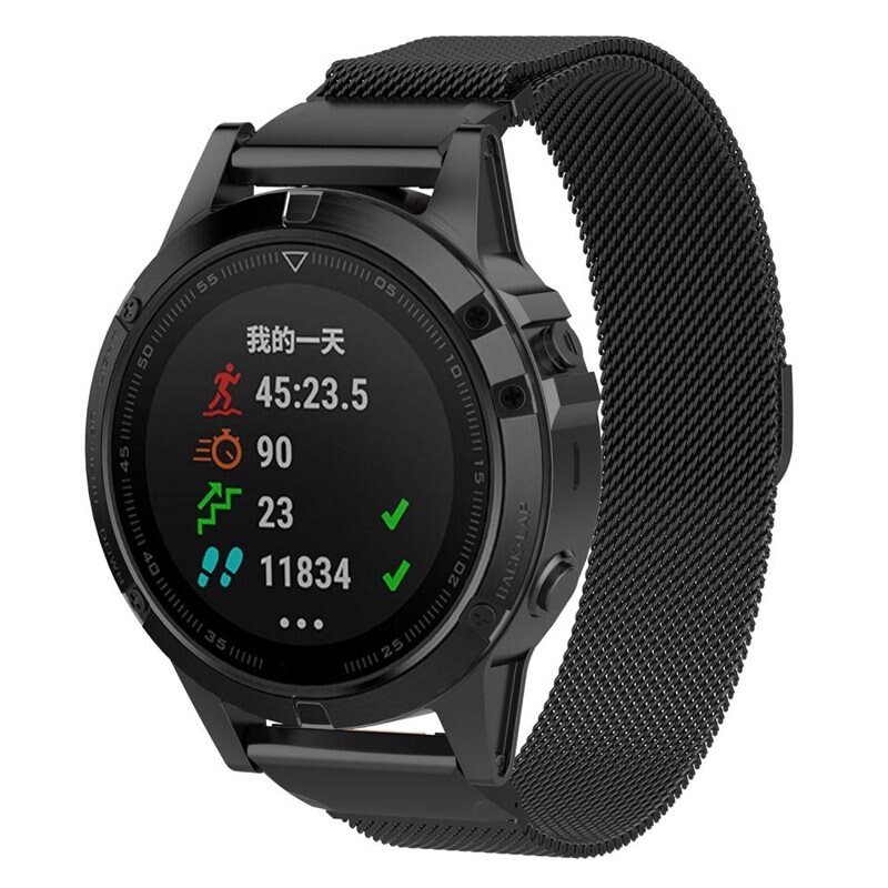 Garmin Forerunner 965 Reim Milanese Loop Svart - Luksuriøst armbånd med magnetisk lukking - Rustfritt stål