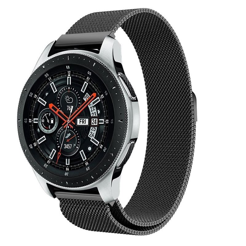 Samsung Galaxy Watch 46mm Reim Milanese Loop Svart - Luksuriøst armbånd med magnetisk lukking - Rustfritt stål