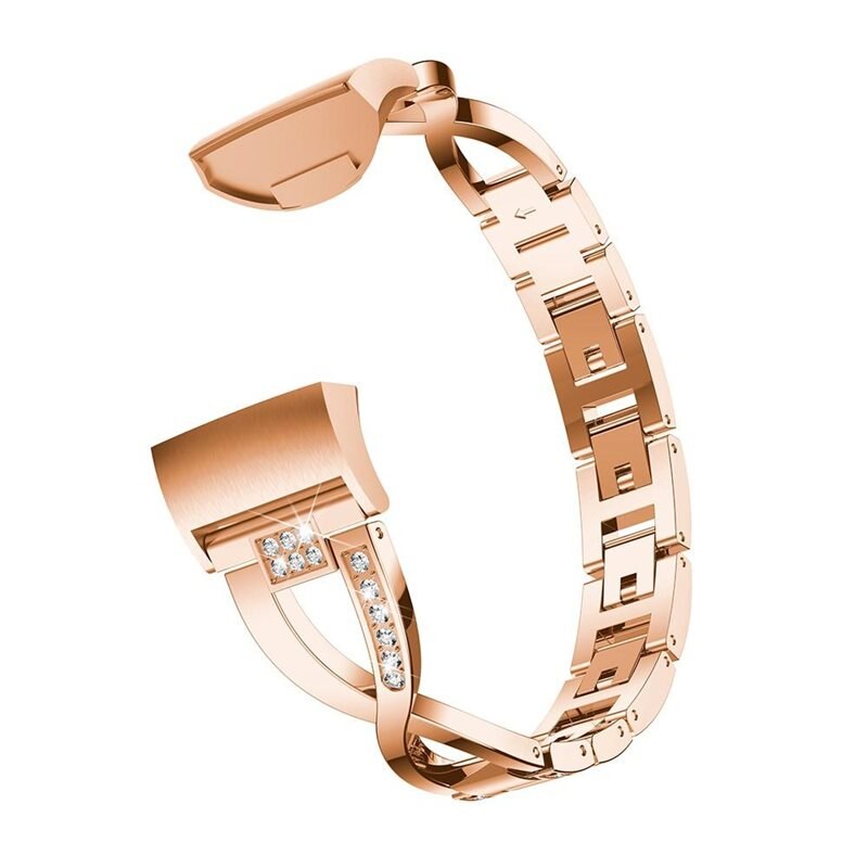 Crystal Bracelet Fitbit Charge 3/Charge 4 Rosegull - Elegant reim med glitrende steiner i stilfull design