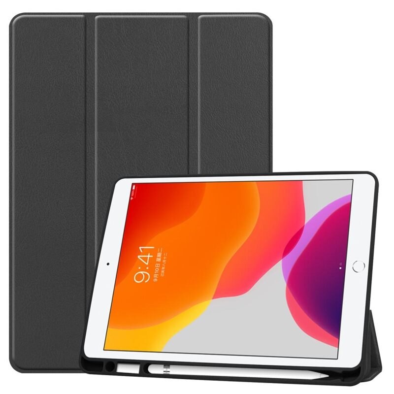 Apple iPad 10.2 7th Gen (2019) Etui Tri-fold Pencil-holder Svart