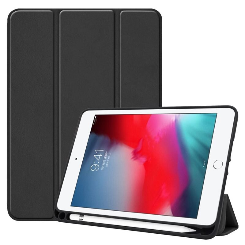 Apple iPad Mini 4 7.9 (2015) Etui Tri-fold Pencil-holder Svart