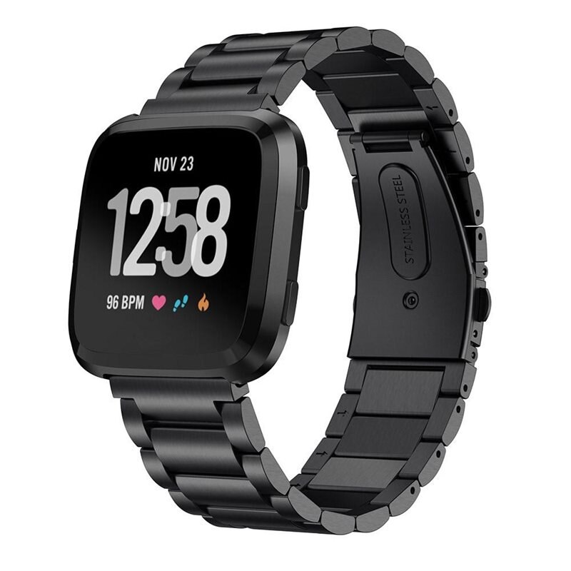 Fitbit Versa/Versa 2 Metal Reim Svart - Armbånd i luksuriøs og stilren design