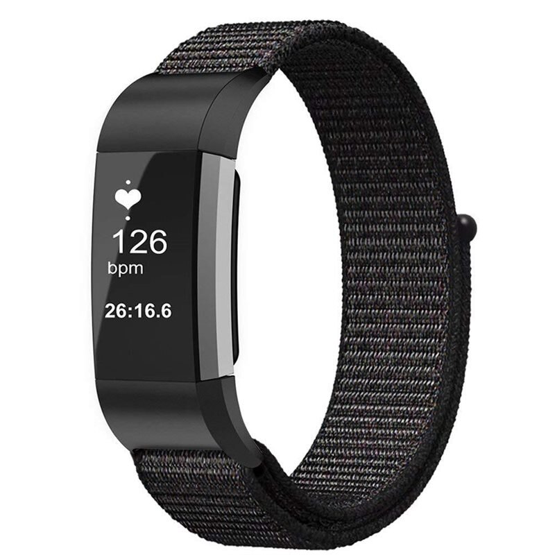 Fitbit Charge 3/Charge 4 Nylonreim Svart - Armbånd i behagelig og ventilerende nylon