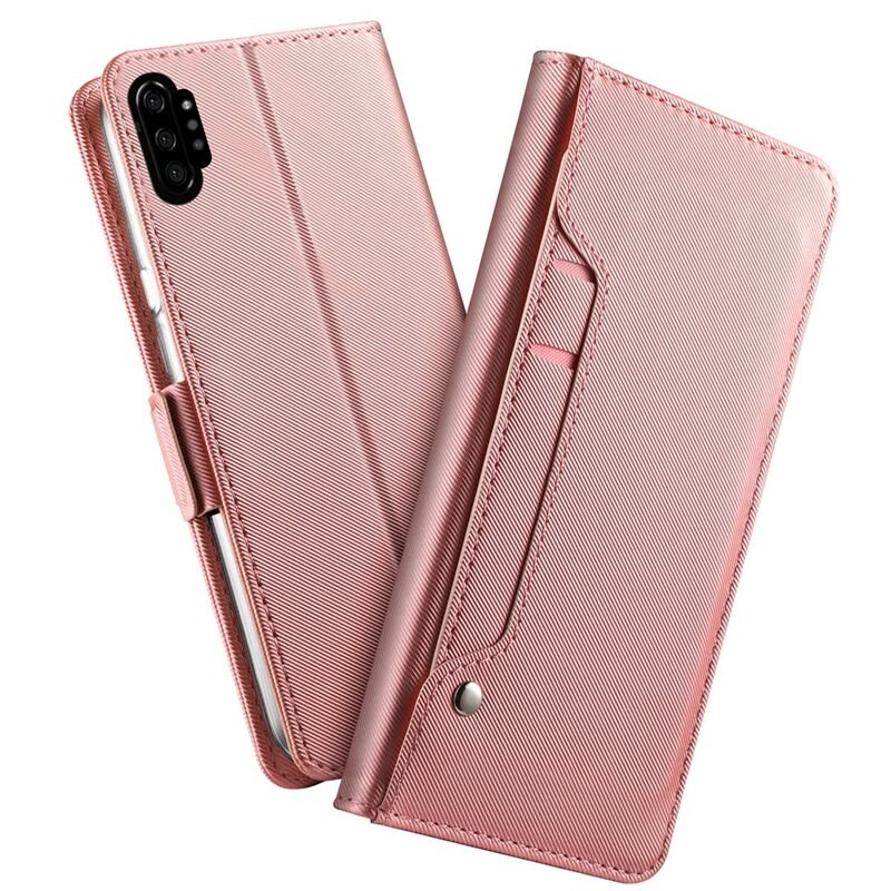 Lommebokdeksel Speil Galaxy Note 10 Plus Rosa Gull - Pengepungdeksel med kortlomme
