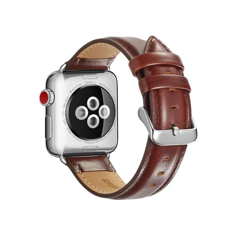 Premium Leather Watch Band Apple Watch 44mm Brown - Klokkereim
