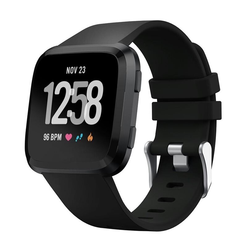 Fitbit Versa/Versa 2 Reim Silikon Svart - Sporty armbånd perfekt for treningen